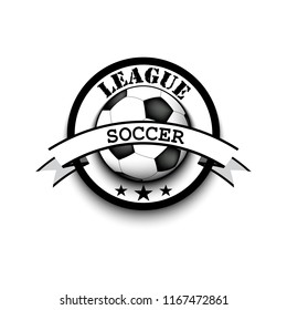 Soccer logo template design. Football logo. Black and White. Vintage Style. Isolated on white background. Vector illustration