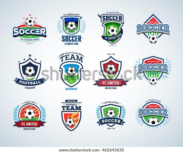 Soccer Logo Templates Set Football Logotypes Stock Vector (Royalty Free ...