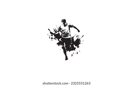 Soccer logo tshirt design soccer silhoutte design black on white background