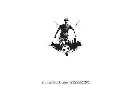 Soccer logo tshirt design soccer silhoutte design black on white background