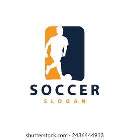 Logo de fútbol vector silueta negra de jugador de deporte simple plantilla de fútbol ilustración