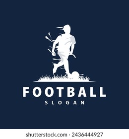 Soccer logo vector black silhouette of sport player simple football template illustration