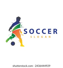 Logo de fútbol vector silueta negra de jugador de deporte simple plantilla de fútbol ilustración