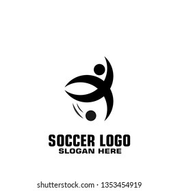 Soccer logo, vector people shoot on goal.