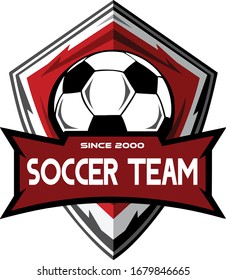 Soccer logo vector red grey and black