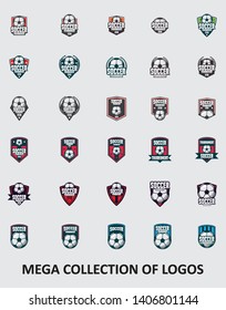 Soccer logos. Soccer logos. America logo, Classic logo. Set of 30 soccer badges for your business.  Modern design templates for your team sport