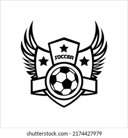 Soccer lustration vector design with black and white color theme for logo and icon