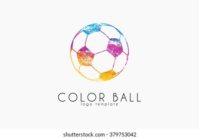 soccer mall logo. colorful soccer ball. crative logo. rainbow football