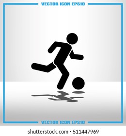 soccer, man, ball icon vector illustration eps10. Isolated badge football player flat design for website or app - stock graphics