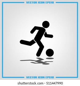 soccer, man, ball icon vector illustration eps10. Isolated badge football player flat design for website or app - stock graphics