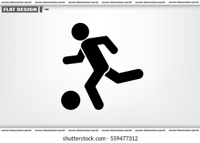 soccer, man, ball icon vector illustration eps10. Isolated badge football player flat design for website or app - stock graphics.