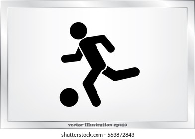 soccer, man, ball icon vector illustration eps10. Isolated badge football player flat design for website or app - stock graphics
