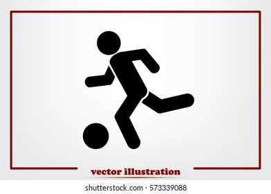 soccer, man, ball icon vector illustration eps10. Isolated badge football player flat design for website or app - stock graphics