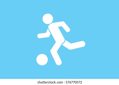 soccer, man, ball icon vector illustration eps10. Isolated badge football player flat design for website or app - stock graphics.