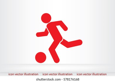 soccer, man, ball icon vector illustration eps10. Isolated badge football player flat design for website or app - stock graphics.
