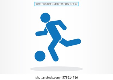 soccer, man, ball icon vector illustration eps10. Isolated badge football player flat design for website or app - stock graphics.
