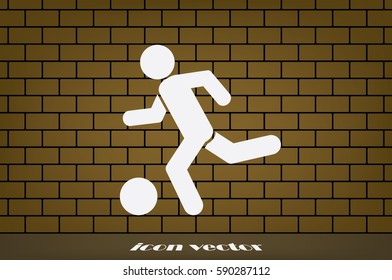 soccer, man, ball icon vector illustration eps10. Isolated badge football player flat design for website or app - stock graphics