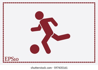 soccer, man, ball icon vector illustration eps10. Isolated badge football player flat design for website or app - stock graphics.