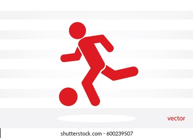 soccer, man, ball icon vector illustration eps10. Isolated badge football player flat design for website or app - stock graphics