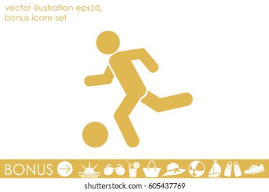 soccer, man, ball icon vector illustration eps10. Isolated badge football player flat design for website or app - stock graphics