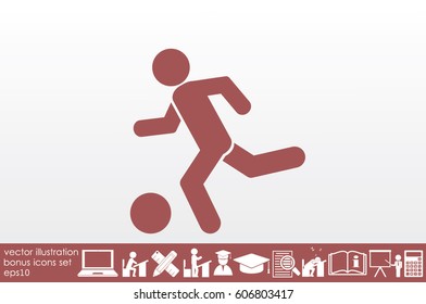 soccer, man, ball icon vector illustration eps10. Isolated badge football player flat design for website or app - stock graphics