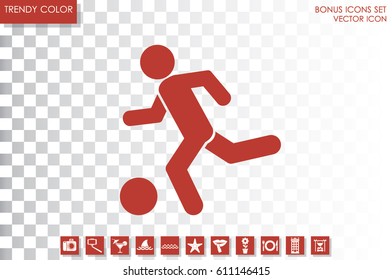soccer, man, ball icon vector illustration eps10. Isolated badge football player flat design for website or app - stock graphics