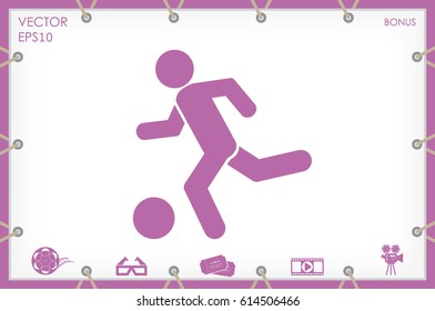 soccer, man, ball icon vector illustration eps10. Isolated badge football player flat design for website or app - stock graphics