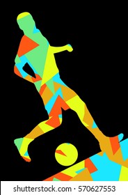 Soccer man football players active sport silhouettes vector abstract mosaic background illustration