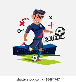 Soccer man Shooting The Ball To Make A Goal. football. character design - vector illustration