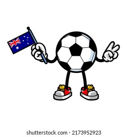 soccer mascot holding australian flag, vector illustration