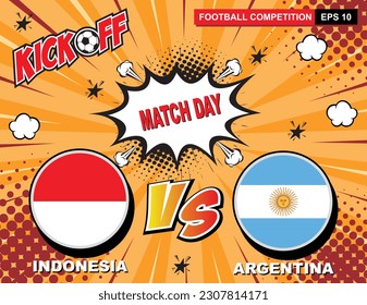 Soccer match day template. Argentina vs Indonesia Match day .vector illustration