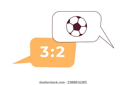 Soccer match discussion speech bubbles 2D cartoon object. Football commentary speech clouds isolated vector item white background. Comments sporting event conversation color flat spot illustration