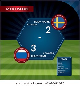 Pontuação final da partida de futebol. Ilustração vetorial