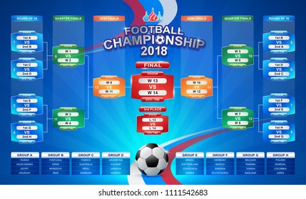 Soccer match and football cup tournament championship 2018 in russia template vector illustration