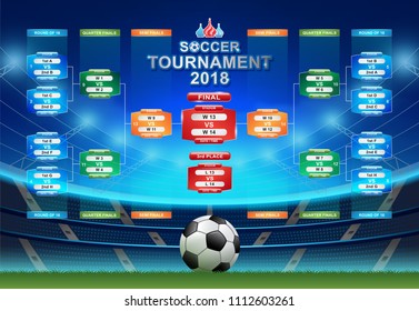 Soccer match and football cup tournament championship 2018 in russia template vector illustration