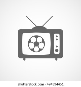 Soccer Match On TV Flat Icon On White Background