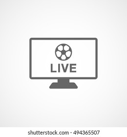 Soccer Match On TV Flat Icon On White Background