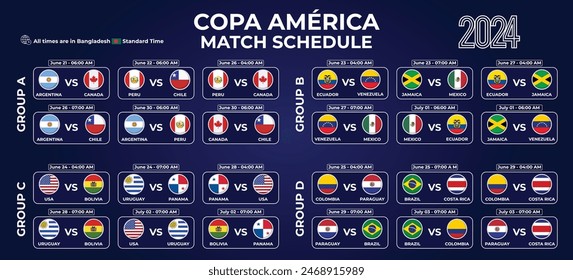 Soccer Match Schedule Template for South American Championship 2024