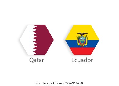 Soccer matchday template. Qatar vs Ecuador Match day template. 2022 World Cup, vector illustration isolated on white background 