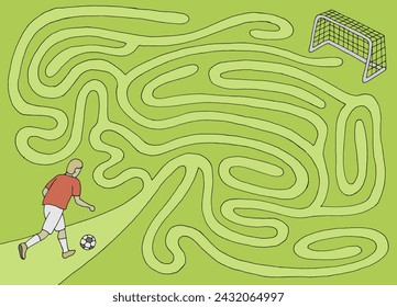 Soccer maze graphic color sketch illustration vector