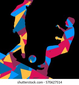 Soccer men football players active sport silhouettes vector abstract mosaic background illustration