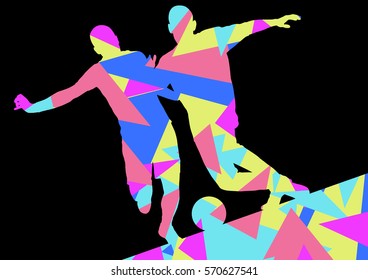 Soccer men football players active sport silhouettes vector abstract mosaic background illustration