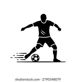 Soccer Midfielder Passing Ball Action Silhouette