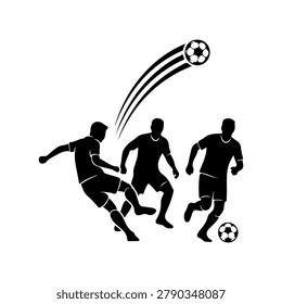 Soccer Midfielder Through Pass Action Silhouette