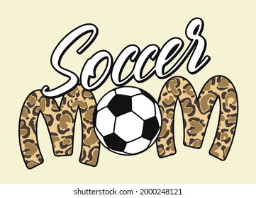 Soccer mom sign with ball and leopard pattern