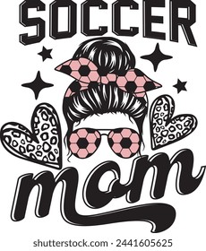 Soccer Mom Varsity Messy Bun T Shirt Design
