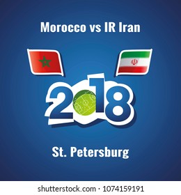 Soccer Morocco vs IR Iran flags vector blue background