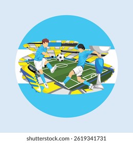 Soccer National Athlete Player with Argentina Flag and Stadium Background 