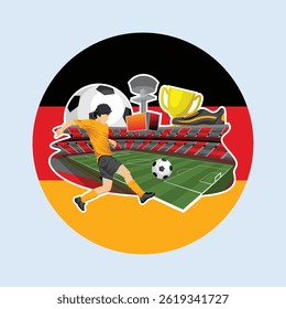 Soccer National Athlete Player with German Flag and Stadium Background 