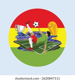 Soccer National Athlete Player with Ghana Red Yellow Green Flag and Stadium Background 